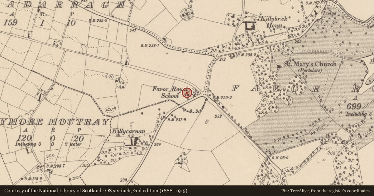 Ordnance Survey six-inch map, 2nd edition (1888–1915) covering the location of 9 Altadaven Road, Mid Ulster, with a pin at the register's coordinates