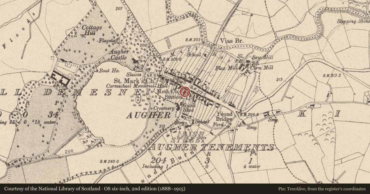 Ordnance Survey six-inch map, 2nd edition (1888–1915) covering the location of Old Station House, Mid Ulster, with a pin at the register's coordinates