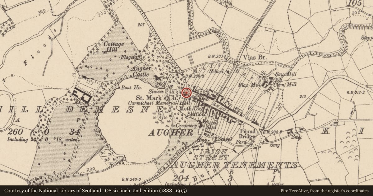Ordnance Survey six-inch map, 2nd edition (1888–1915) covering the location of St. Mark'S C OF I CHURCH, Mid Ulster, with a pin at the register's coordinates
