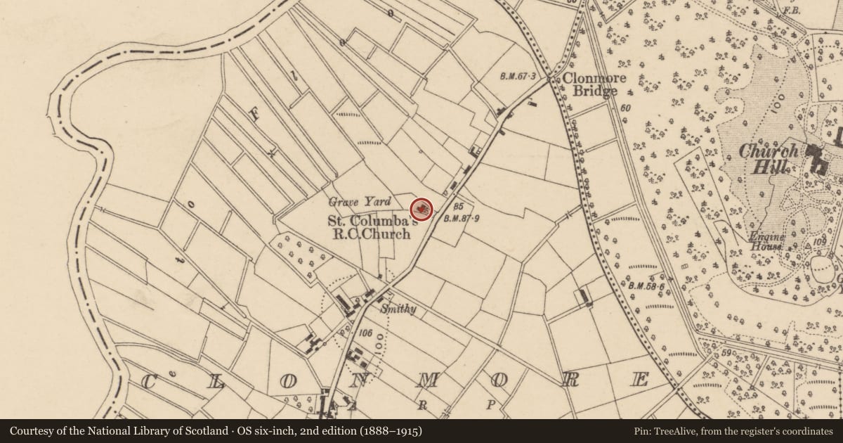 Ordnance Survey six-inch map, 2nd edition (1888–1915) covering the location of The Sacred Heart Rc Church(Aka St.columba'S), Armagh City, Banbridge and Craigavon, with a pin at the register's coordinates