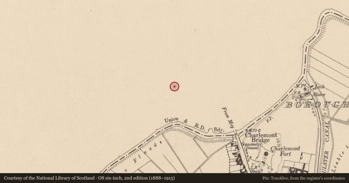 Ordnance Survey six-inch map, 2nd edition (1888–1915) covering the location of 4 The Square, Mid Ulster, with a pin at the register's coordinates