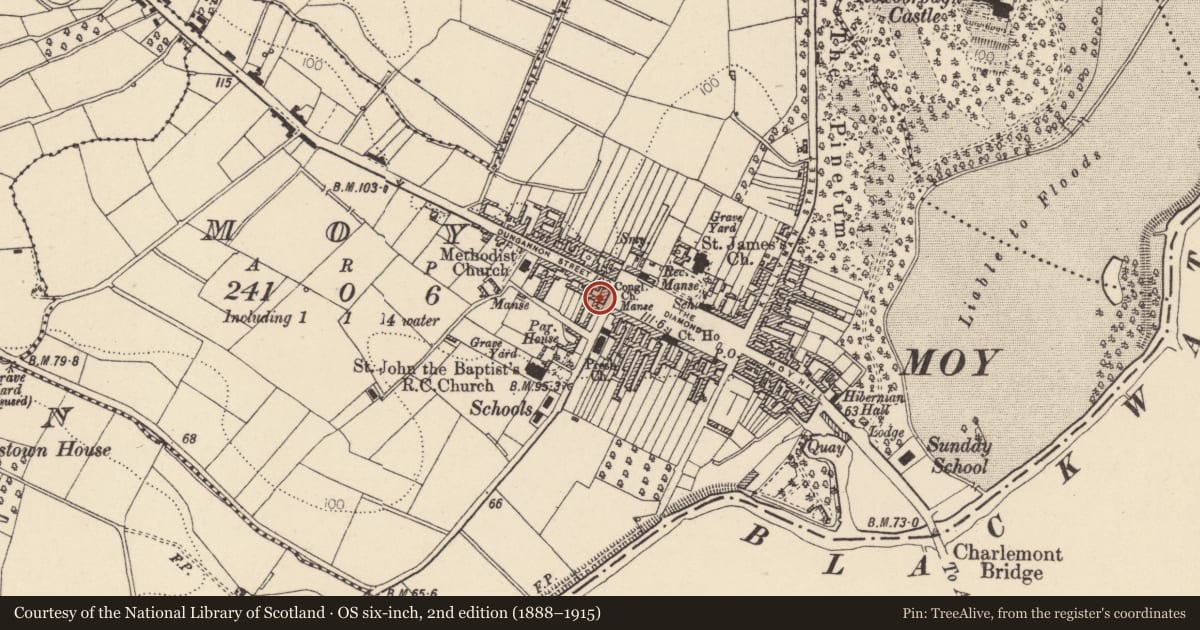 Ordnance Survey six-inch map, 2nd edition (1888–1915) covering the location of 27 The Square, Mid Ulster, with a pin at the register's coordinates