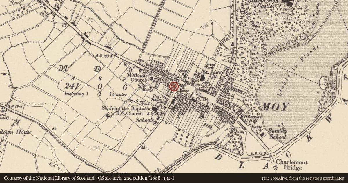 Ordnance Survey six-inch map, 2nd edition (1888–1915) covering the location of 28 The Square, Mid Ulster, with a pin at the register's coordinates