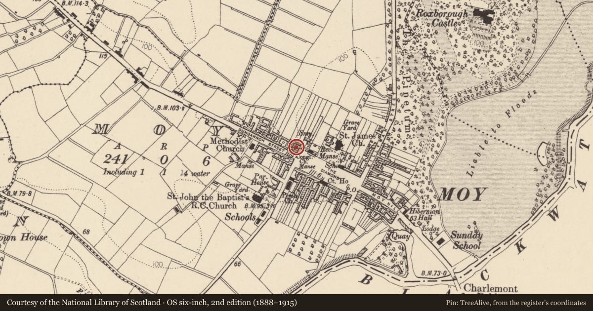 Ordnance Survey six-inch map, 2nd edition (1888–1915) covering the location of 31 The Square, Mid Ulster, with a pin at the register's coordinates