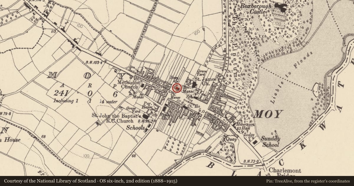 Ordnance Survey six-inch map, 2nd edition (1888–1915) covering the location of 34 The Square, Mid Ulster, with a pin at the register's coordinates