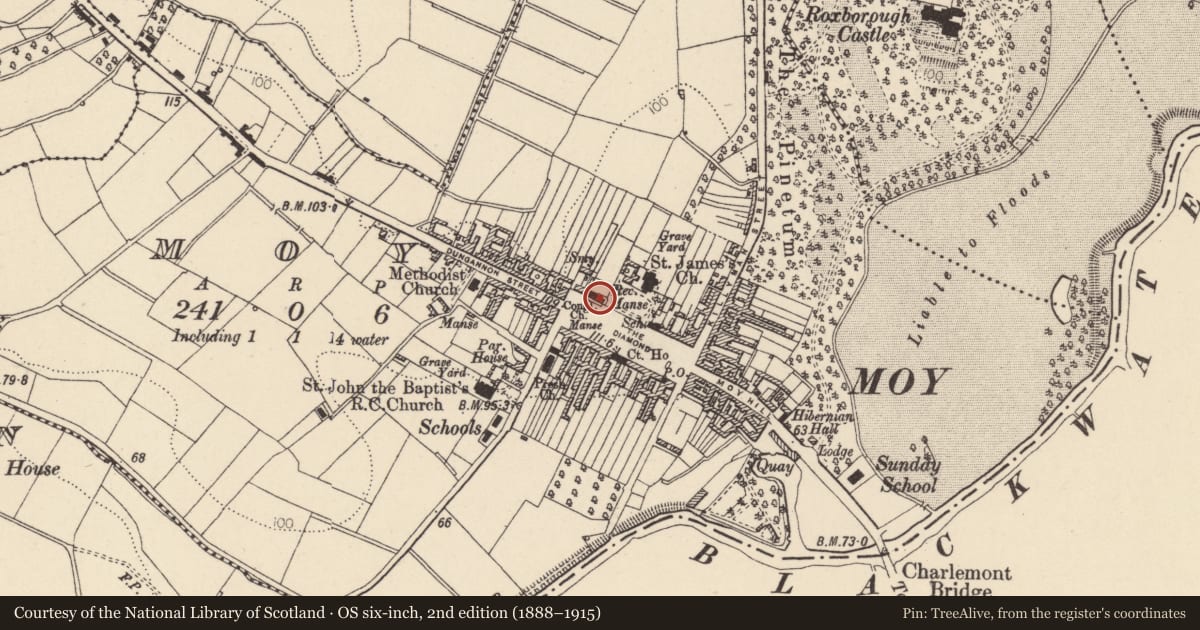 Ordnance Survey six-inch map, 2nd edition (1888–1915) covering the location of 36 The Square, Mid Ulster, with a pin at the register's coordinates