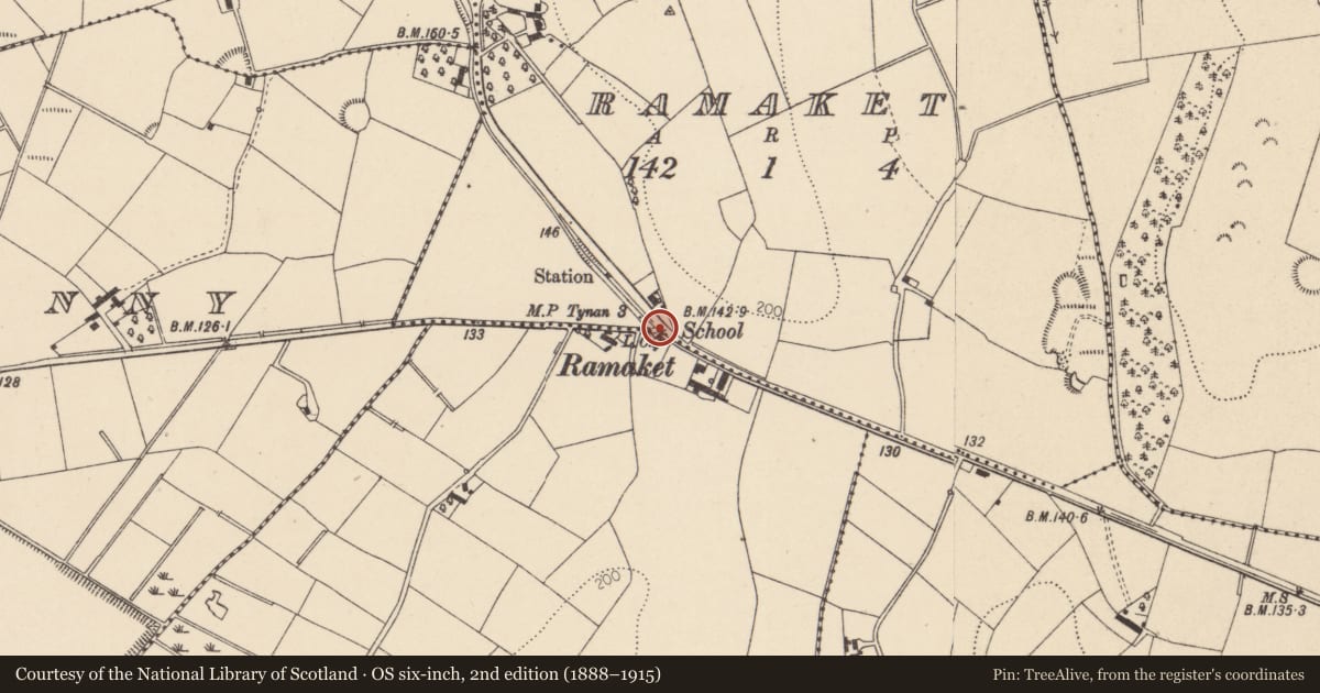 Ordnance Survey six-inch map, 2nd edition (1888–1915) covering the location of School And Schoolmaster'S House, Mid Ulster, with a pin at the register's coordinates