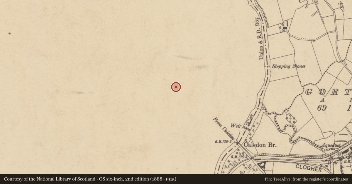 Ordnance Survey six-inch map, 2nd edition (1888–1915) covering the location of Keeper'S House, Mid Ulster, with a pin at the register's coordinates