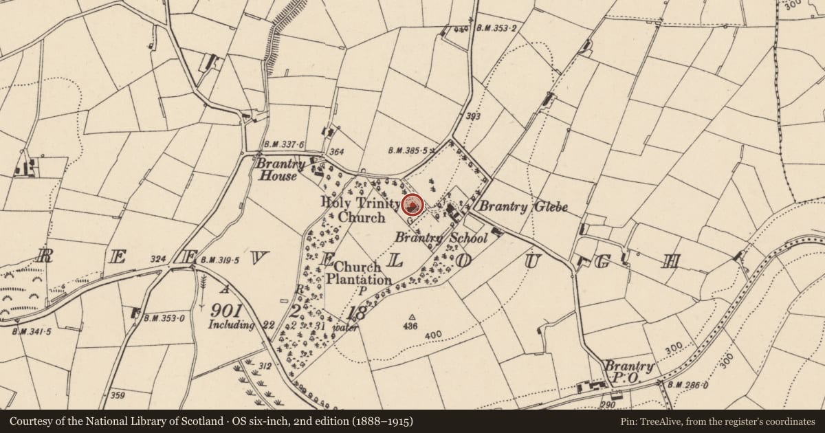 Ordnance Survey six-inch map, 2nd edition (1888–1915) covering the location of Holy Trinity C OF I CHURCH, Mid Ulster, with a pin at the register's coordinates