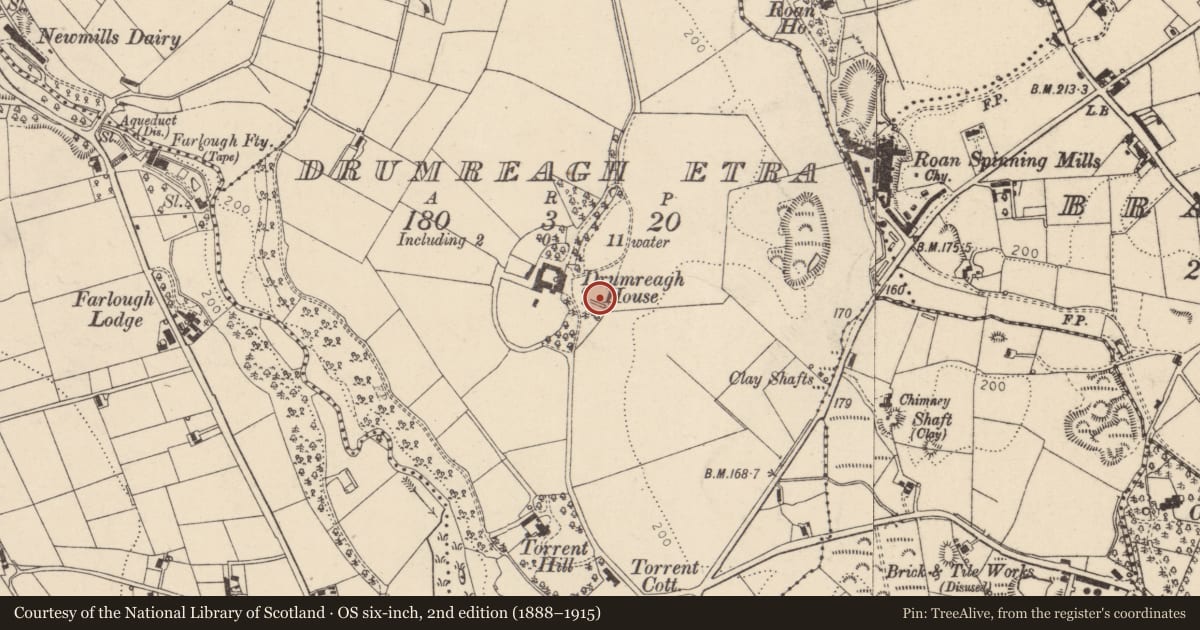 Ordnance Survey six-inch map, 2nd edition (1888–1915) covering the location of Dry Hurry (Or Wherry), Mid Ulster, with a pin at the register's coordinates