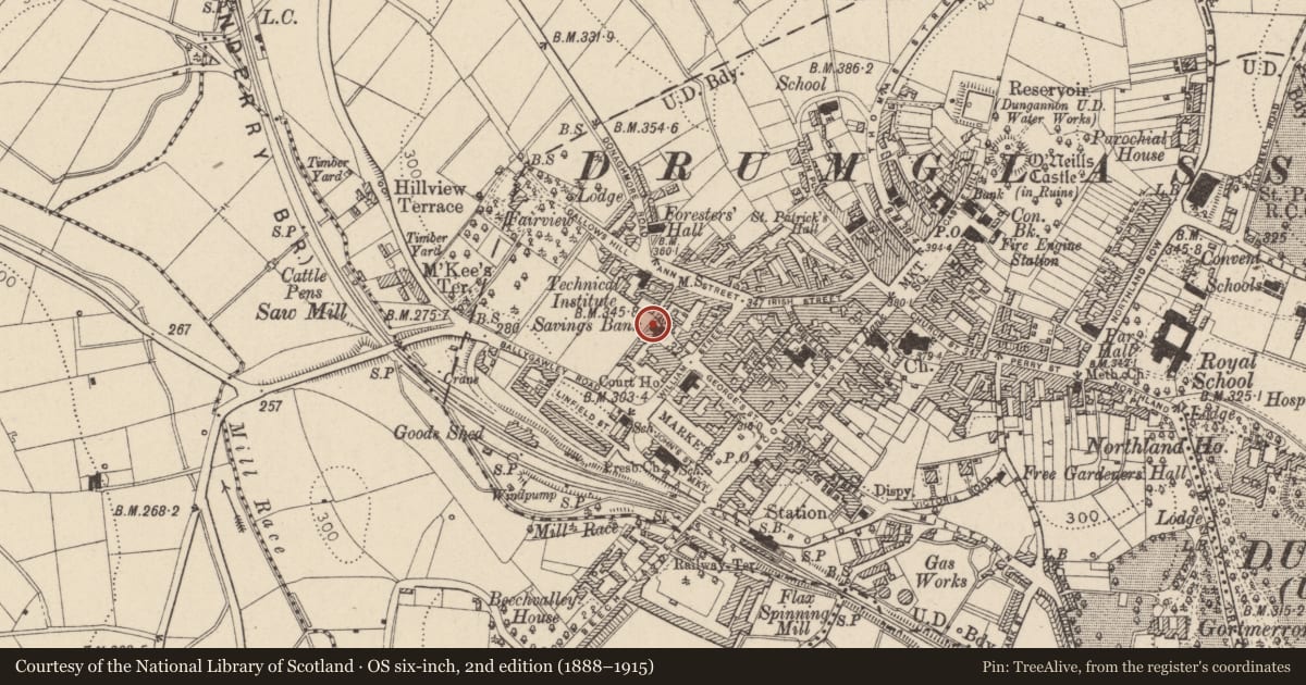 Ordnance Survey six-inch map, 2nd edition (1888–1915) covering the location of The Court House, Mid Ulster, with a pin at the register's coordinates