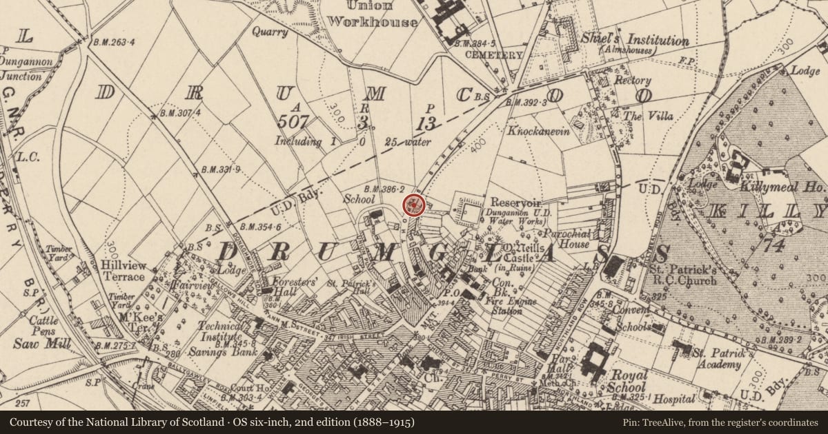 Ordnance Survey six-inch map, 2nd edition (1888–1915) covering the location of Gateway To Reservoir, Mid Ulster, with a pin at the register's coordinates