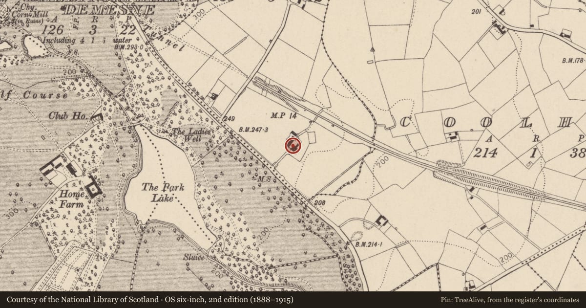 Ordnance Survey six-inch map, 2nd edition (1888–1915) covering the location of Gortmerron Lodge, Mid Ulster, with a pin at the register's coordinates