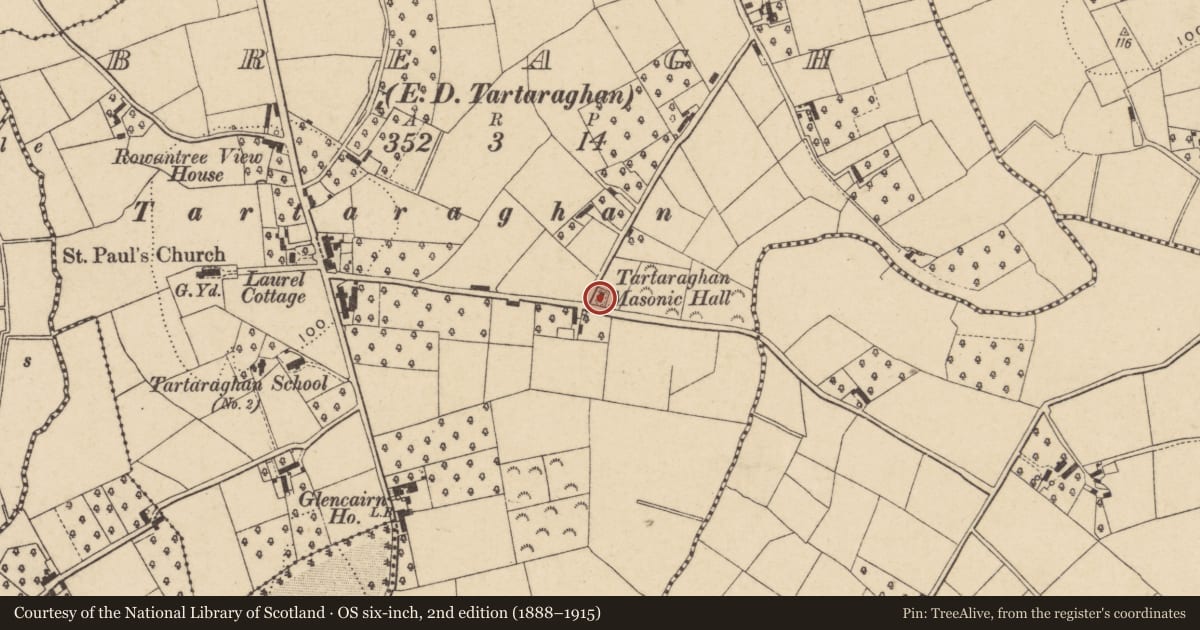 Ordnance Survey six-inch map, 2nd edition (1888–1915) covering the location of Masonic Hall, Armagh City, Banbridge and Craigavon, with a pin at the register's coordinates