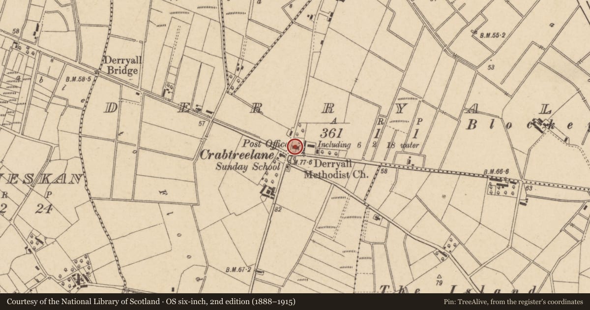 Ordnance Survey six-inch map, 2nd edition (1888–1915) covering the location of Post Office, Armagh City, Banbridge and Craigavon, with a pin at the register's coordinates
