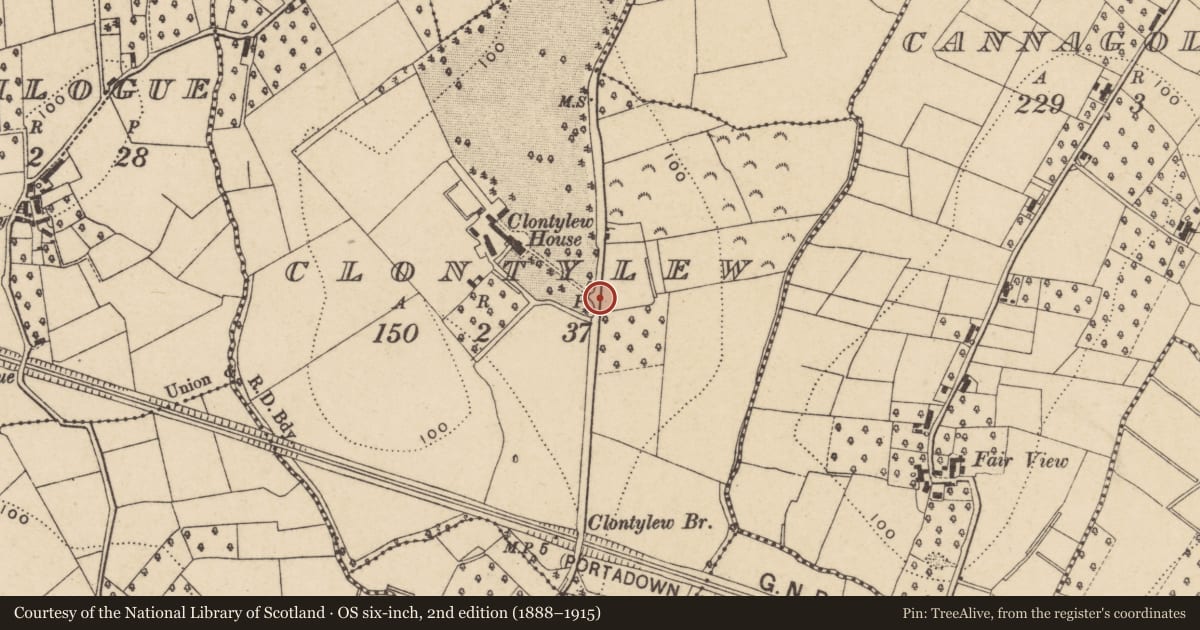 Ordnance Survey six-inch map, 2nd edition (1888–1915) covering the location of MILESTONE, Armagh City, Banbridge and Craigavon, with a pin at the register's coordinates