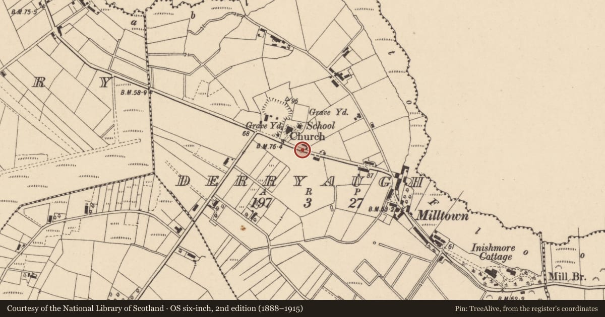 Ordnance Survey six-inch map, 2nd edition (1888–1915) covering the location of 35 Maghery Road, with a pin at the register's coordinates