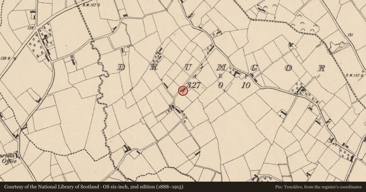 Ordnance Survey six-inch map, 2nd edition (1888–1915) covering the location of Site of house, Drumgor, Armagh City, Banbridge and Craigavon, with a pin at the register's coordinates