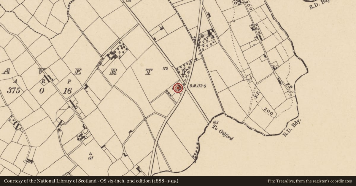Ordnance Survey six-inch map, 2nd edition (1888–1915) covering the location of Flatfield Hall, Moyraverty, Armagh City, Banbridge and Craigavon, with a pin at the register's coordinates