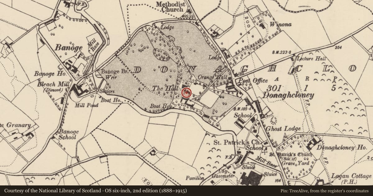 Ordnance Survey six-inch map, 2nd edition (1888–1915) covering the location of Straw Hill, Armagh City, Banbridge and Craigavon, with a pin at the register's coordinates