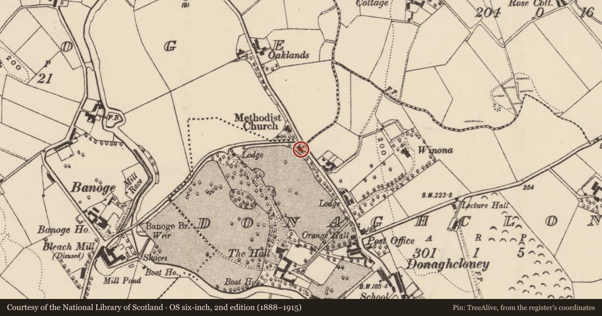 Ordnance Survey six-inch map, 2nd edition (1888–1915) covering the location of 3 Main Street, Armagh City, Banbridge and Craigavon, with a pin at the register's coordinates