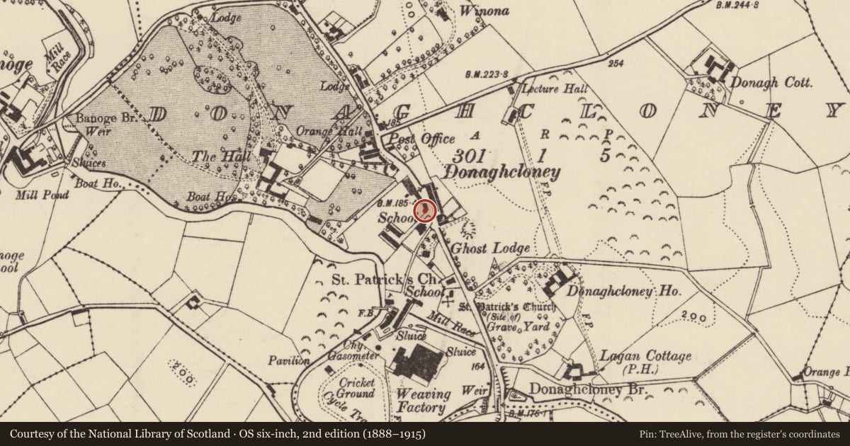 Ordnance Survey six-inch map, 2nd edition (1888–1915) covering the location of 49 Main Street, Armagh City, Banbridge and Craigavon, with a pin at the register's coordinates