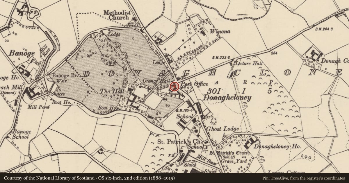 Ordnance Survey six-inch map, 2nd edition (1888–1915) covering the location of Post Office, Armagh City, Banbridge and Craigavon, with a pin at the register's coordinates