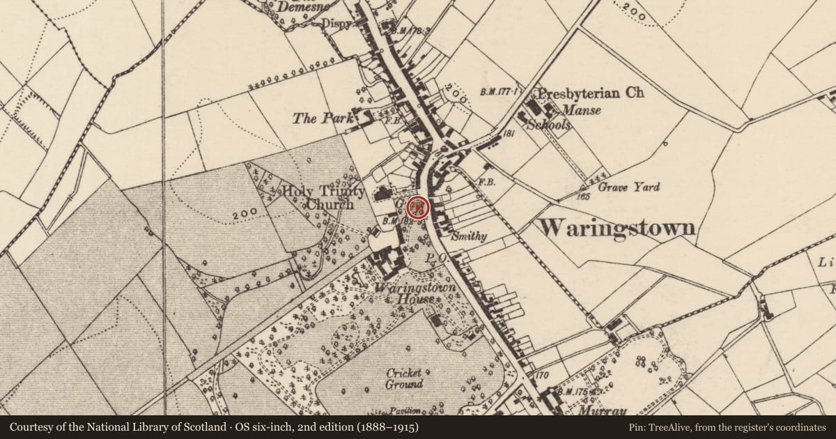 Ordnance Survey six-inch map, 2nd edition (1888–1915) covering the location of War Memorial, Armagh City, Banbridge and Craigavon, with a pin at the register's coordinates