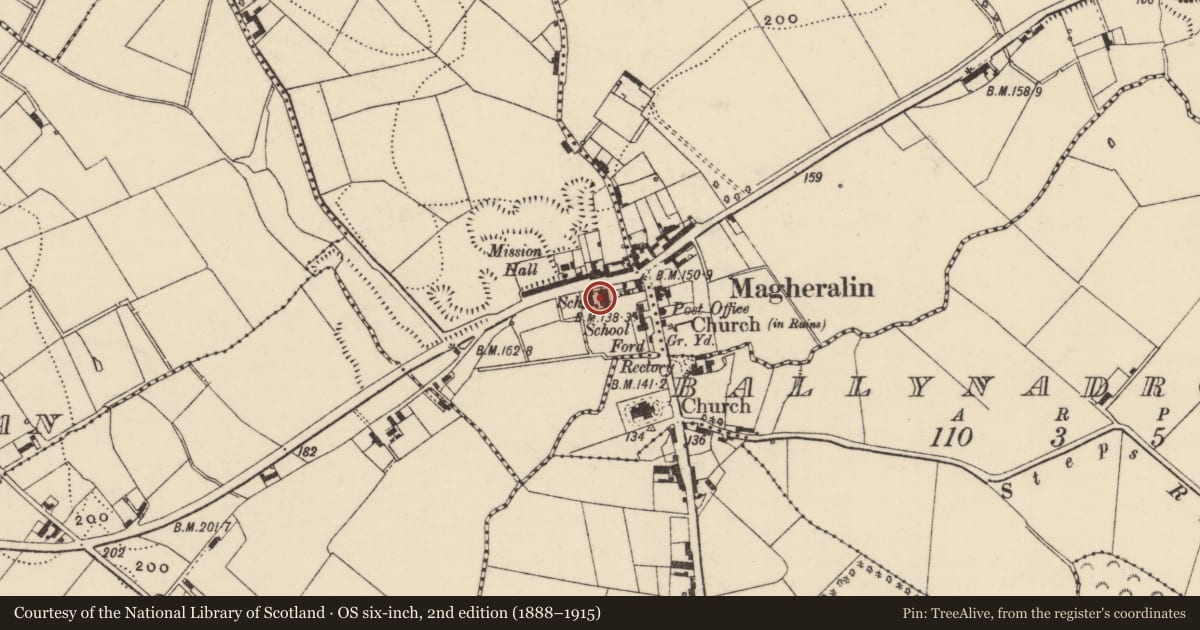 Ordnance Survey six-inch map, 2nd edition (1888–1915) covering the location of St. Patrick'S R C CHURCH, Armagh City, Banbridge and Craigavon, with a pin at the register's coordinates