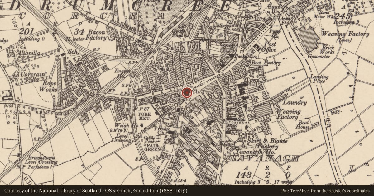 Ordnance Survey six-inch map, 2nd edition (1888–1915) covering the location of St. Mark'S Church, Armagh City, Banbridge and Craigavon, with a pin at the register's coordinates
