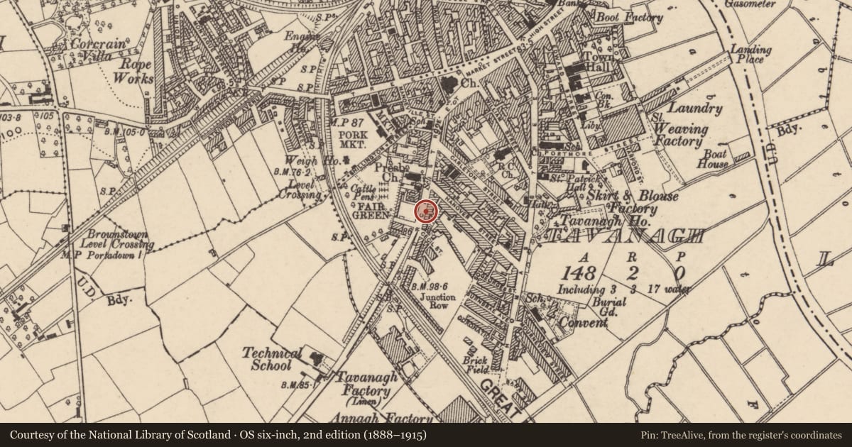 Ordnance Survey six-inch map, 2nd edition (1888–1915) covering the location of 62 Church Street, with a pin at the register's coordinates
