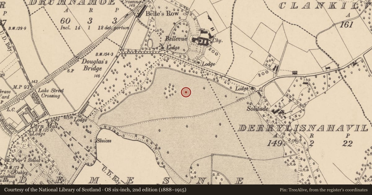 Ordnance Survey six-inch map, 2nd edition (1888–1915) covering the location of Demesne House, Armagh City, Banbridge and Craigavon, with a pin at the register's coordinates