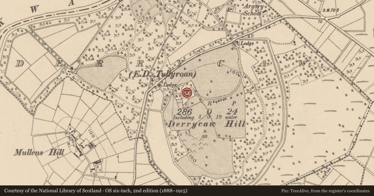 Ordnance Survey six-inch map, 2nd edition (1888–1915) covering the location of FARMHOUSE (Land Steward'S House) At The Argory, Armagh City, Banbridge and Craigavon, with a pin at the register's coordinates