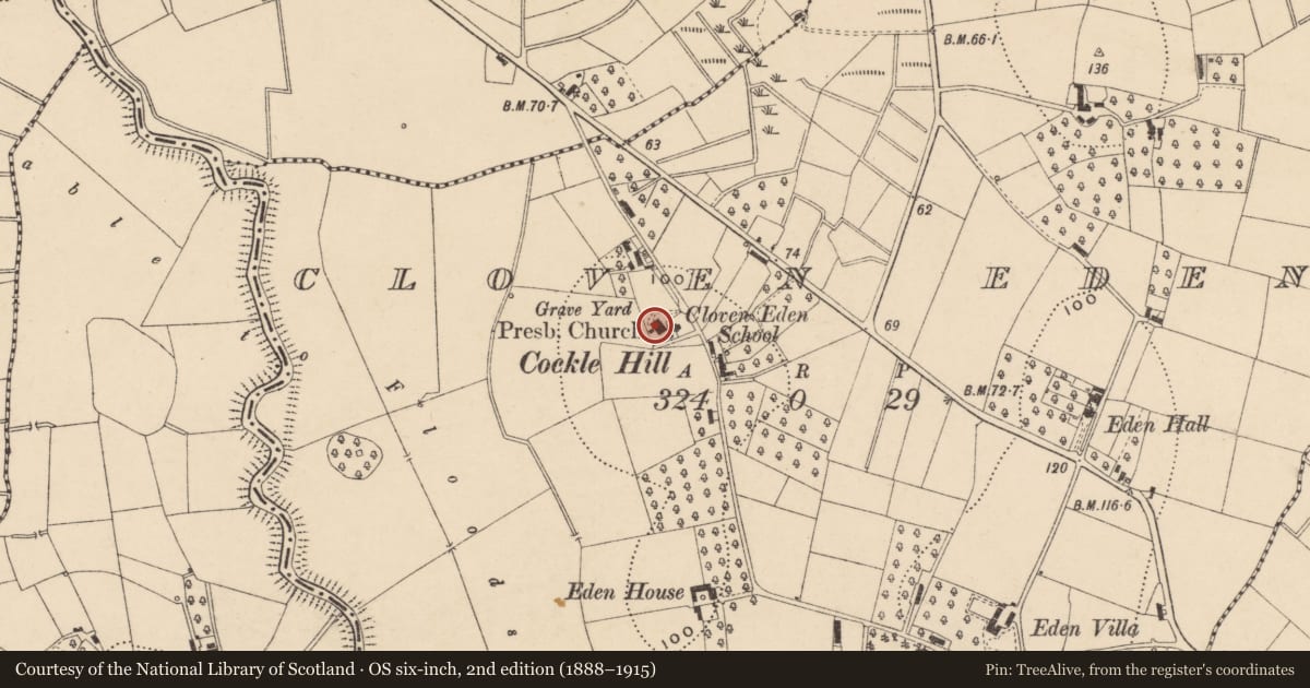 Ordnance Survey six-inch map, 2nd edition (1888–1915) covering the location of Loughgall Presbyterian Church, Armagh City, Banbridge and Craigavon, with a pin at the register's coordinates