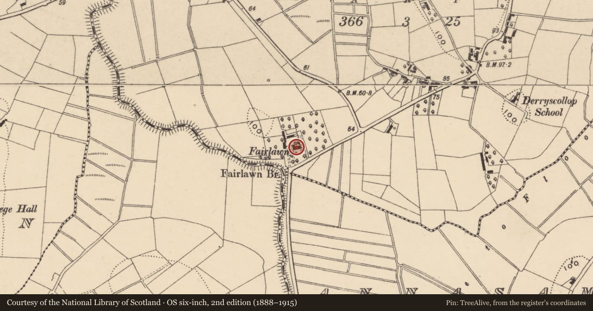 Ordnance Survey six-inch map, 2nd edition (1888–1915) covering the location of FAIRLAWN, Armagh City, Banbridge and Craigavon, with a pin at the register's coordinates