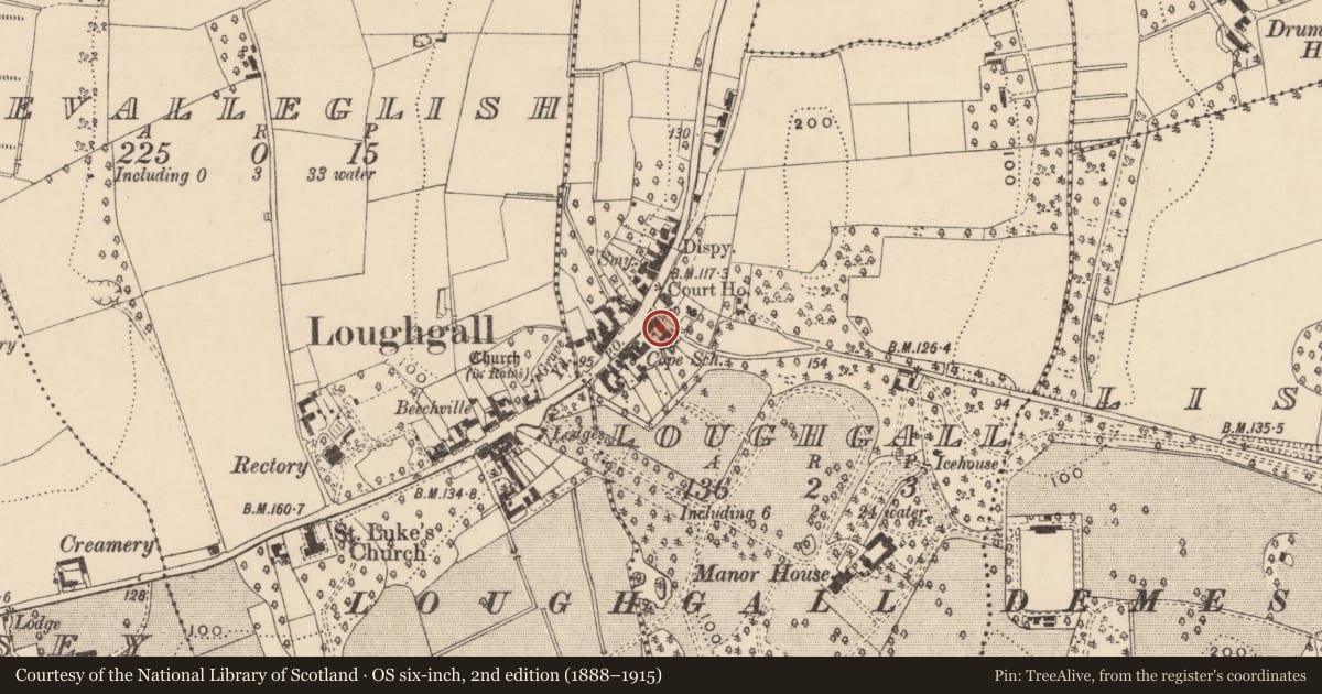 Ordnance Survey six-inch map, 2nd edition (1888–1915) covering the location of 63 Main St., Armagh City, Banbridge and Craigavon, with a pin at the register's coordinates