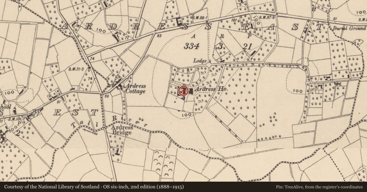 Ordnance Survey six-inch map, 2nd edition (1888–1915) covering the location of Ardress House, Armagh City, Banbridge and Craigavon, with a pin at the register's coordinates