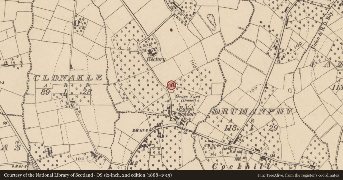 Ordnance Survey six-inch map, 2nd edition (1888–1915) covering the location of 3 Tarthlogue Road, Eglish, Armagh City, Banbridge and Craigavon, with a pin at the register's coordinates