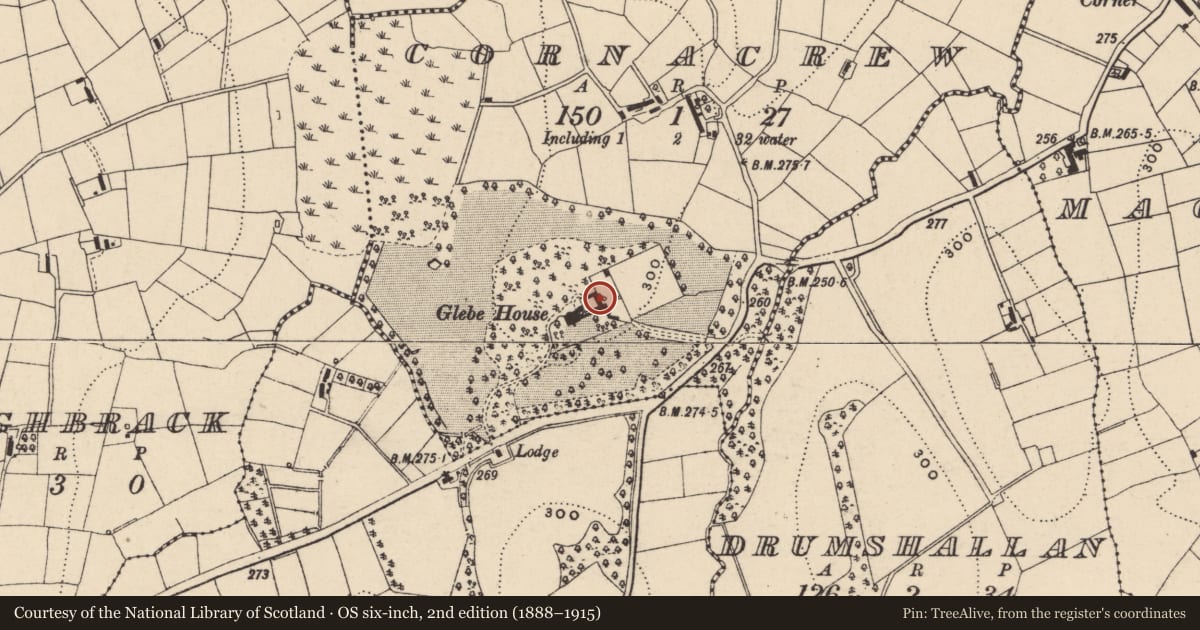 Ordnance Survey six-inch map, 2nd edition (1888–1915) covering the location of Mullaghbrack House, Armagh City, Banbridge and Craigavon, with a pin at the register's coordinates
