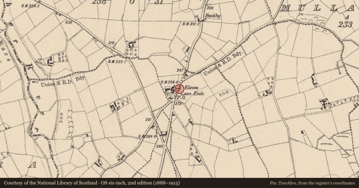 Ordnance Survey six-inch map, 2nd edition (1888–1915) covering the location of Telephone Kiosk, Mavemacullen, with a pin at the register's coordinates
