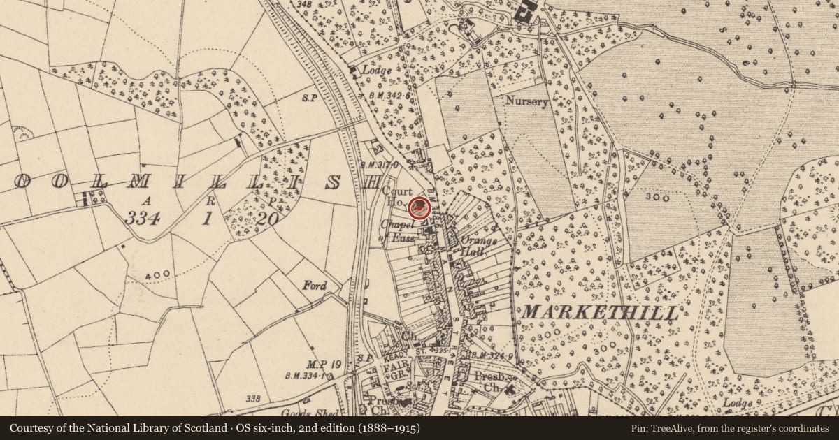Ordnance Survey six-inch map, 2nd edition (1888–1915) covering the location of Former Court House, Armagh City, Banbridge and Craigavon, with a pin at the register's coordinates