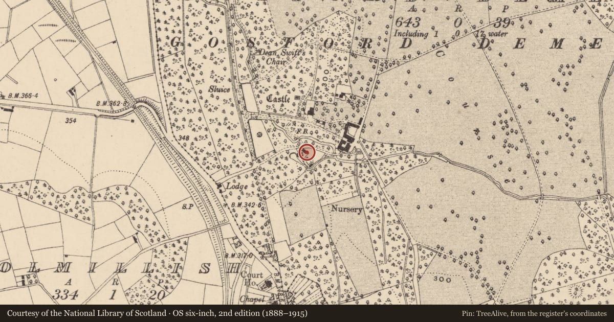Ordnance Survey six-inch map, 2nd edition (1888–1915) covering the location of Sharpe'S House, Armagh City, Banbridge and Craigavon, with a pin at the register's coordinates