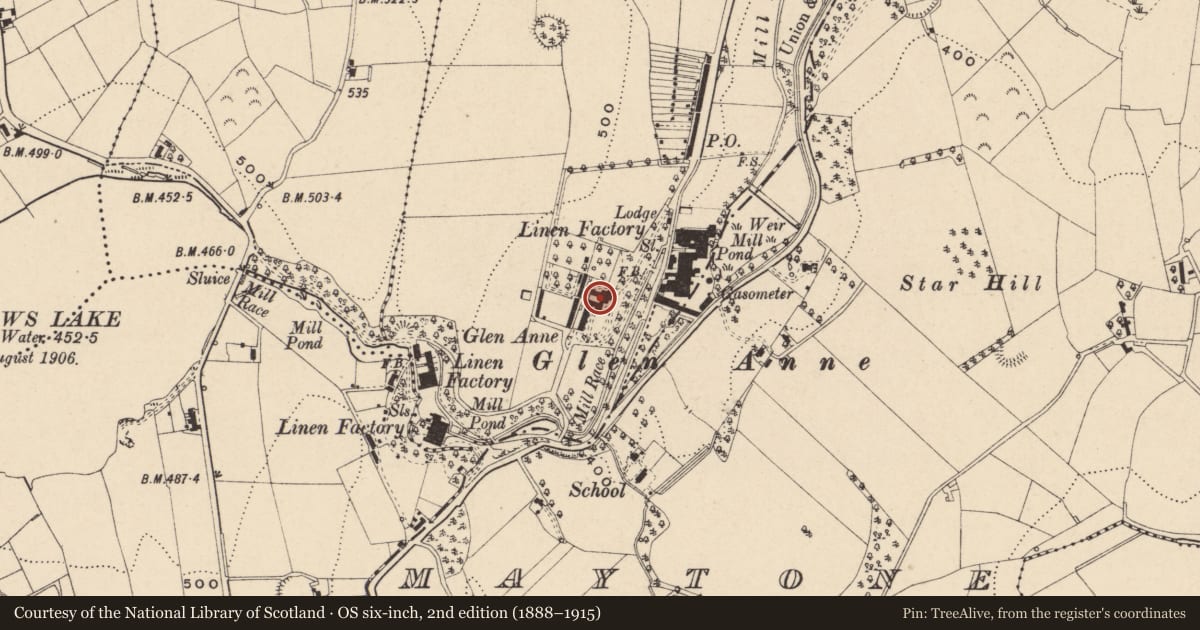 Ordnance Survey six-inch map, 2nd edition (1888–1915) covering the location of Glen Anne House, Armagh City, Banbridge and Craigavon, with a pin at the register's coordinates