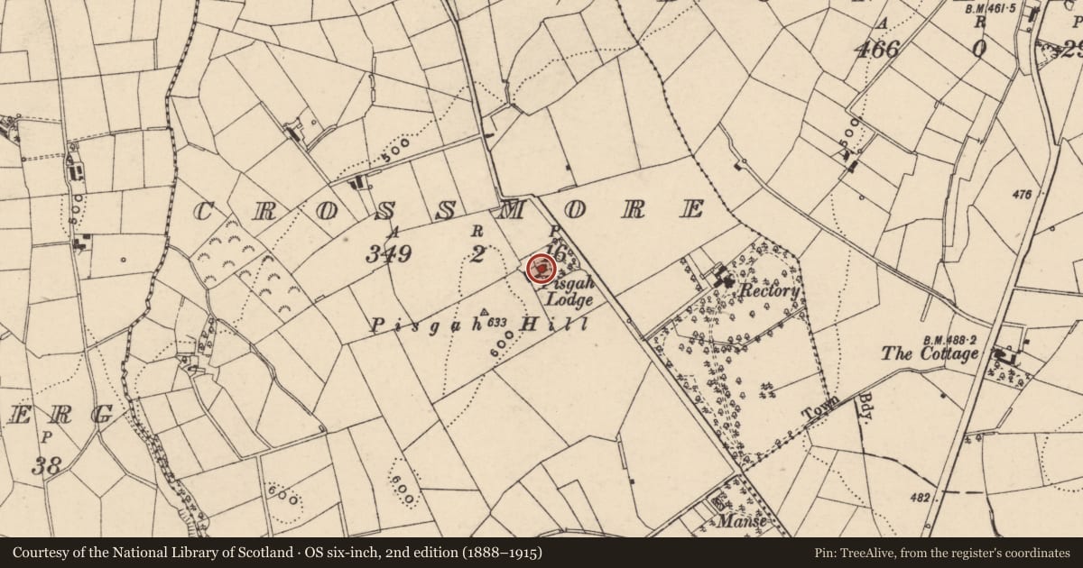 Ordnance Survey six-inch map, 2nd edition (1888–1915) covering the location of Pisgah Lodge, Armagh City, Banbridge and Craigavon, with a pin at the register's coordinates