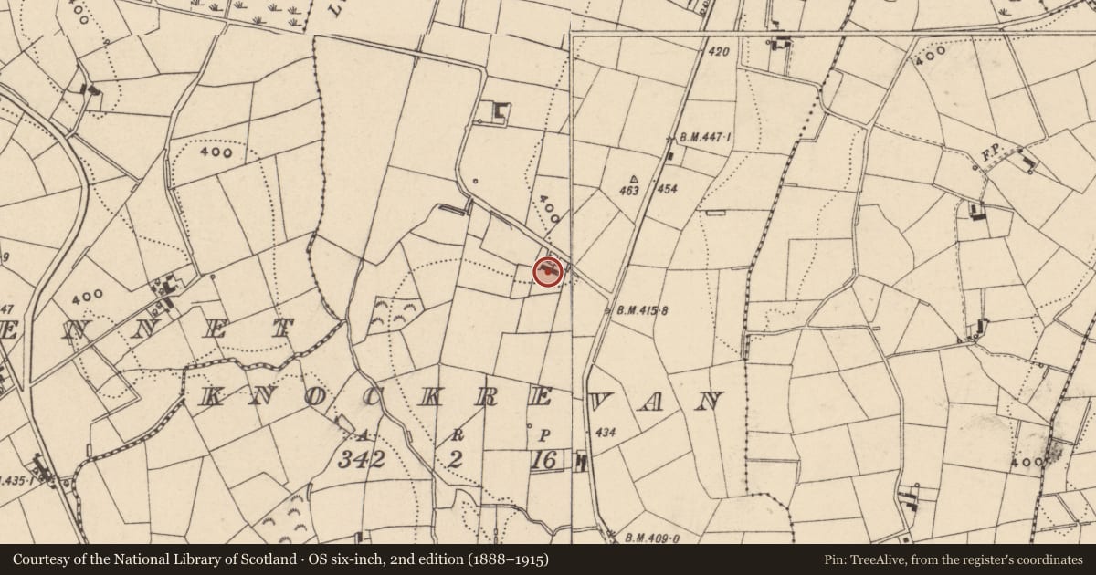 Ordnance Survey six-inch map, 2nd edition (1888–1915) covering the location of 147 Crosskeys Road, Armagh City, Banbridge and Craigavon, with a pin at the register's coordinates
