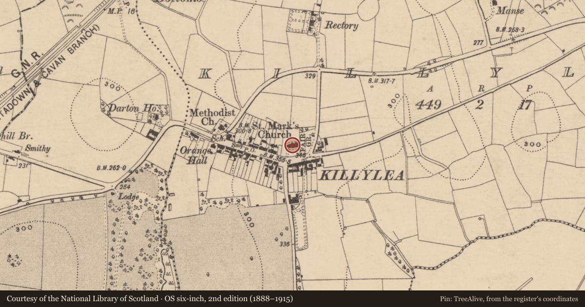 Ordnance Survey six-inch map, 2nd edition (1888–1915) covering the location of St. Mark'S Church, Armagh City, Banbridge and Craigavon, with a pin at the register's coordinates