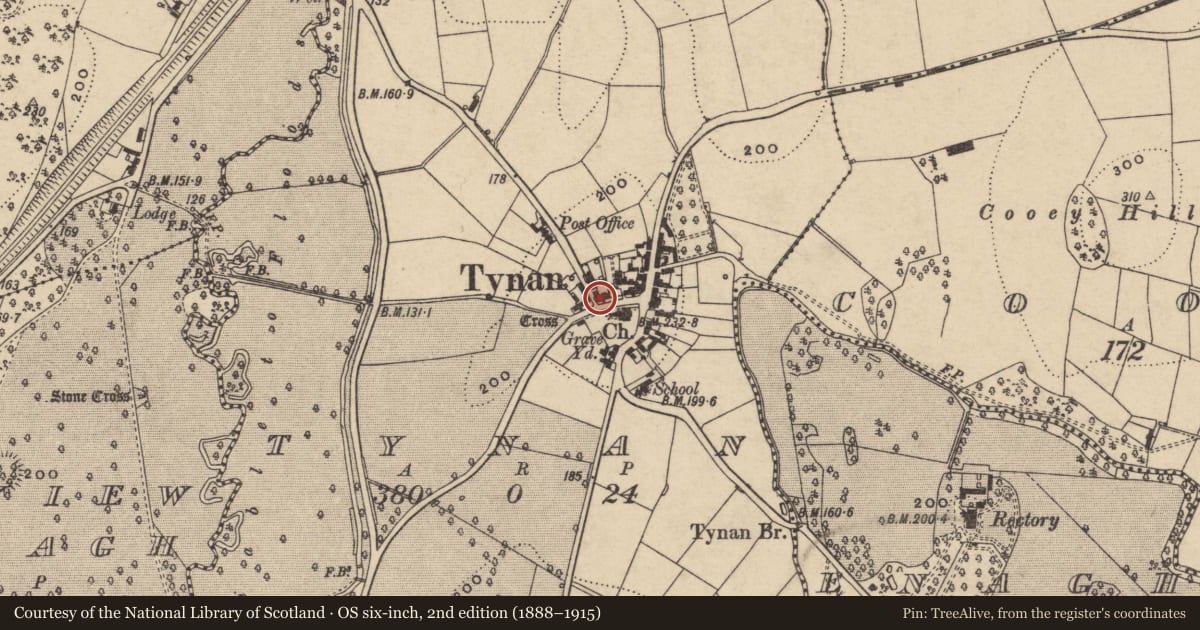 Ordnance Survey six-inch map, 2nd edition (1888–1915) covering the location of 3 Dartan Ree, Armagh City, Banbridge and Craigavon, with a pin at the register's coordinates