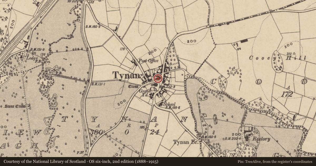 Ordnance Survey six-inch map, 2nd edition (1888–1915) covering the location of 1 DARTAN-REE, Armagh City, Banbridge and Craigavon, with a pin at the register's coordinates