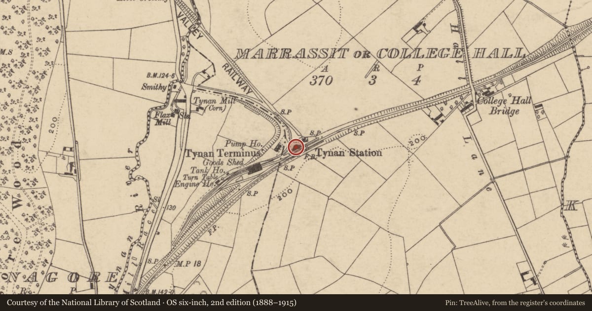 Ordnance Survey six-inch map, 2nd edition (1888–1915) covering the location of Main Building, Armagh City, Banbridge and Craigavon, with a pin at the register's coordinates