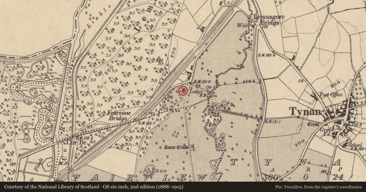 Ordnance Survey six-inch map, 2nd edition (1888–1915) covering the location of North Gate Lodge, Armagh City, Banbridge and Craigavon, with a pin at the register's coordinates